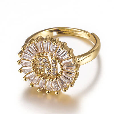 Brass Micro Pave Cubic Zirconia Adjustable Rings