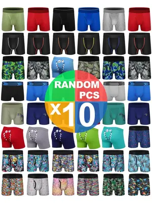 Random Boys' Plain & All Over Print Boxer Briefs, Breathable Comfortable Underwear for Daily Wear, Boys Underwear for All Sea...