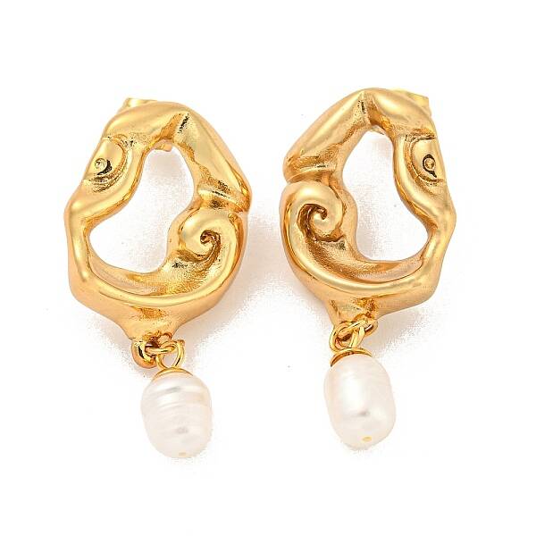 304 Stainless Steel Twist Donut Stud Earrings