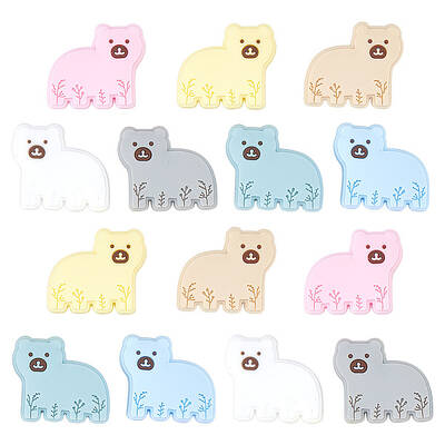 14Pcs 7 Colors Bear Food Grade Eco-Friendly Silicone Beads
