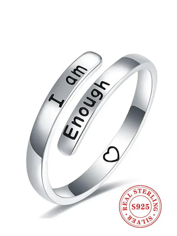 S925 Sterling Silver Fashion Letter Pattern Cuff Ring, Fashion Jewelry for Party, Daily Clothing Decor, Trendy All-match & Ex...