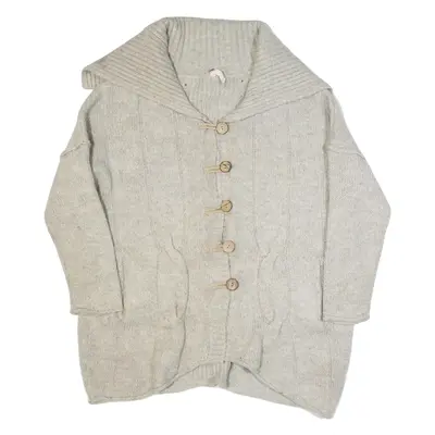 WHITE STUFF Womens Cardigan Beige Chunky Knit Wool S