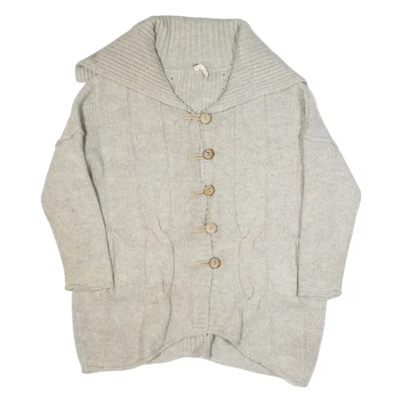 WHITE STUFF Womens Cardigan Beige Chunky Knit Wool S