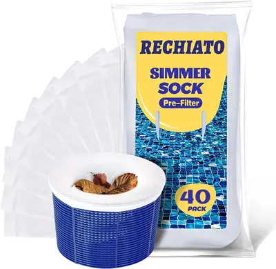 40 Pack Pool Skimmer Socks for Pool Filters, Filters Baskets and Skimmers to Filter Debris and Leaves, Protact Filter System ...