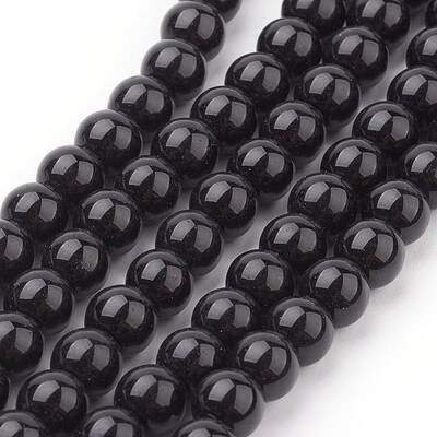 Black Glass Pearl Round Loose Beads For Jewelry Necklace Craft Making