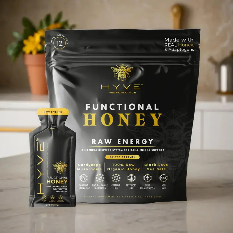 Raw Energy Functional Honey - 12 pack Natural Pre Workout Organic Fitness Supplement - Caffeine Free Healthcare Dietary Suppl...