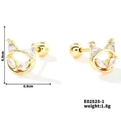 Delicate Cartoon Daily Commute Brass Pave Clear Cubic Zirconia Cartilage Earrings