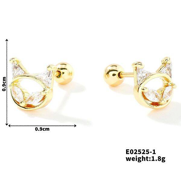 Delicate Cartoon Daily Commute Brass Pave Clear Cubic Zirconia Cartilage Earrings