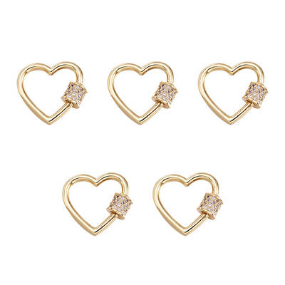 Brass Micro Pave Clear Cubic Zirconia Screw Carabiner Lock Charms