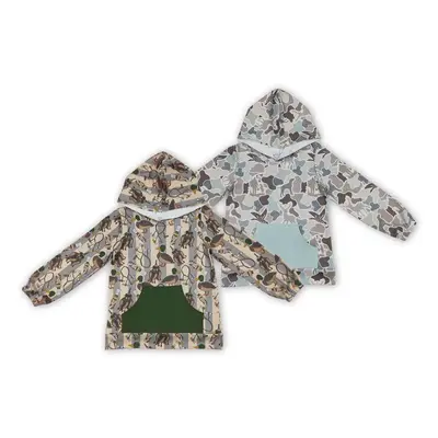 New Fall Style Fashion Kids Hunting Duck Prints hooded long-sleeved top Cute Kids Clothing