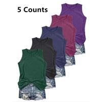 Women's Solid Round Neck Tank Top, Casual Sleeveless Top for Daily Wear, Ladies Clothes for All Seasons 00