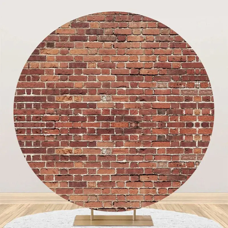 Shabby Retro Red Brick Wall Round Party Backdrop - Aperturee