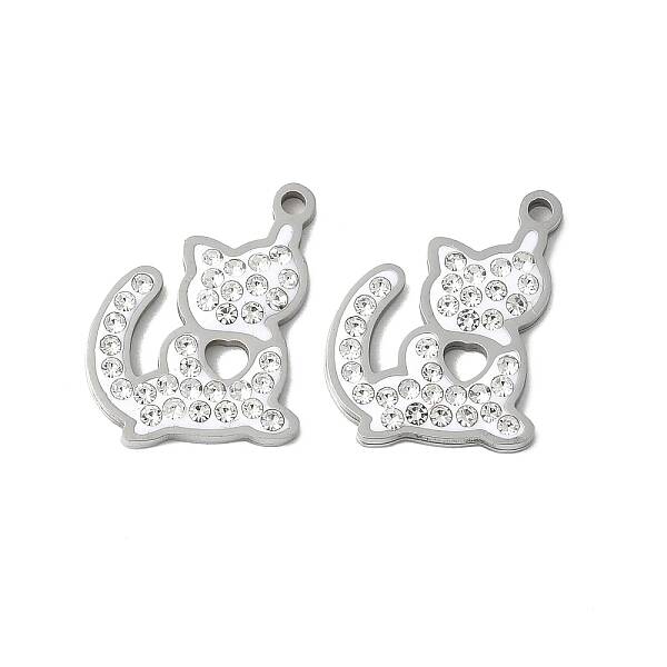 201 Stainless Steel Rhinestone Pendants