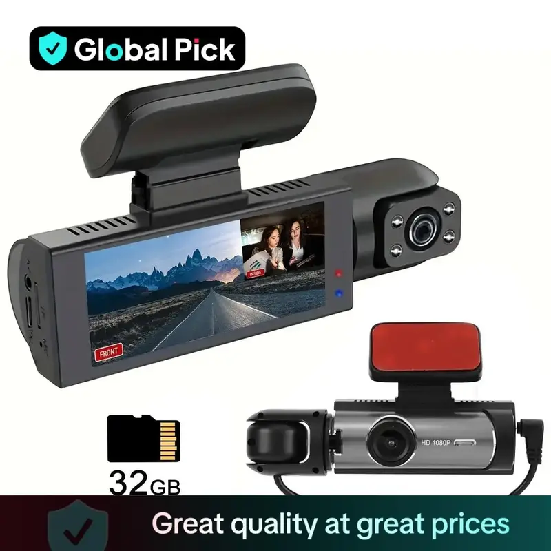 Global Pick 3.16 Inch IPS Screen 1080P Dual Recording Car DVR, Car Front & Rear Camera Video Surveillance, Car Electronics fo...
