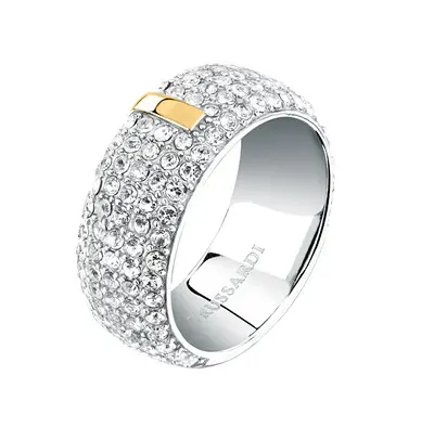 Trussardi Anello Bicolore Abbagliante Con Cristalli T-Round Tjayf1701 - Circuito: 52 Mm