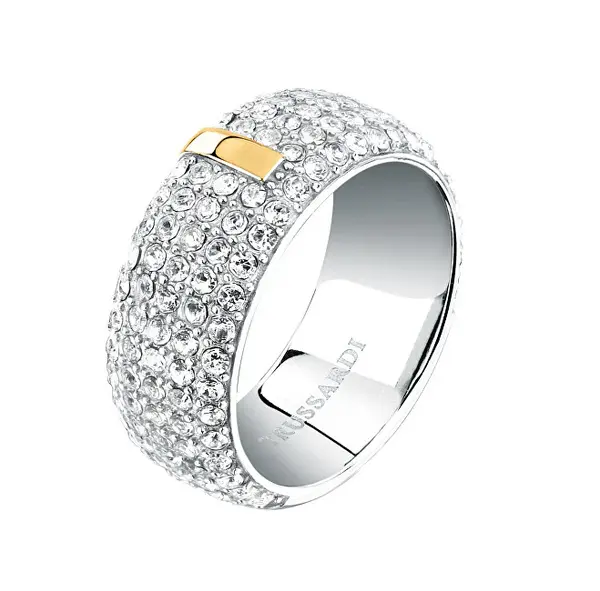 Trussardi Anello Bicolore Abbagliante Con Cristalli T-Round Tjayf1701 - Circuito: 52 Mm