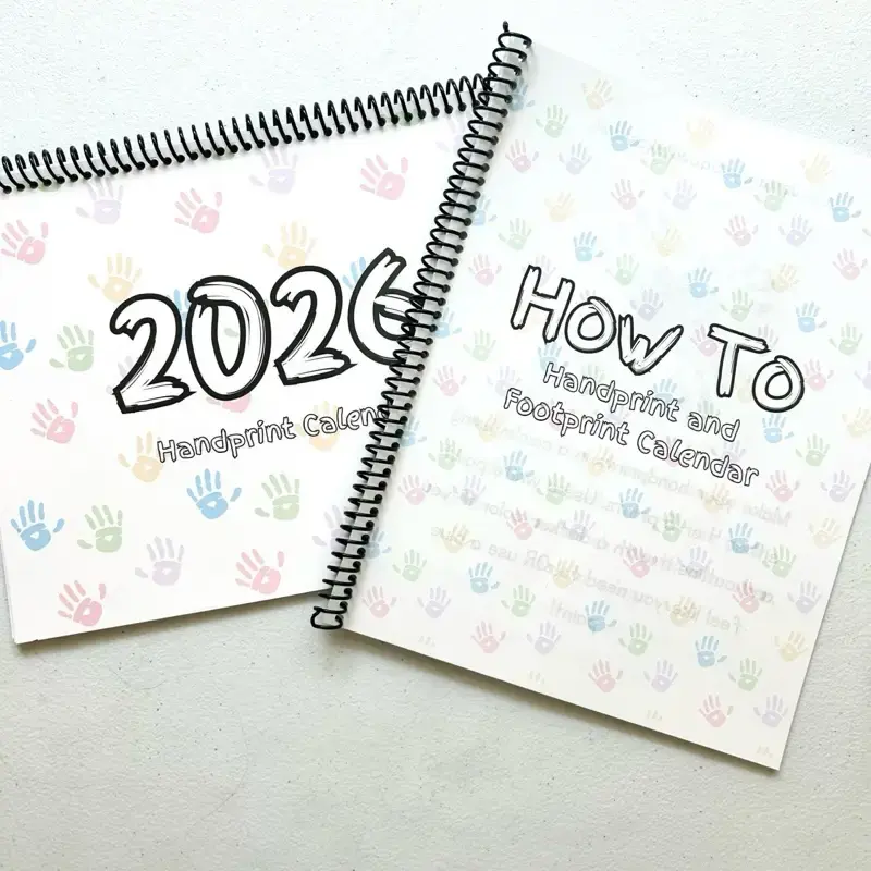 Handprint & Footprint Calendars 2026 NEW How To Guide Christmas Art Presents for Family Design on 110lb Cardstock Printed on ...