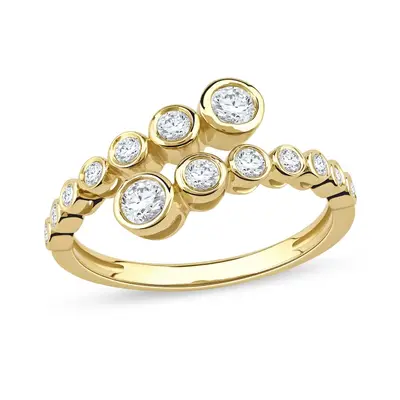 10K Gold 0.5 CT.T.W Round Lab Created Diamond Custom Open Ring D Color VVS1 Clarity 3EX IGI Certified