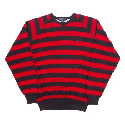 POLO RALPH LAUREN Striped Mens Sweatshirt Red Crew Neck XL