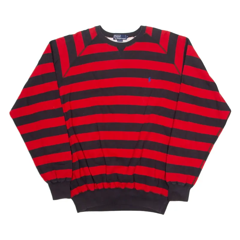 POLO RALPH LAUREN Striped Mens Sweatshirt Red Crew Neck XL