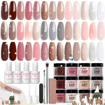 Hot Sale AZUREBEAUTY 20 Colors Dip Nail Kit No UV Lamp Quick Dry Long Lasting DIY at Home for Beginners Gift Her Springtok Co...