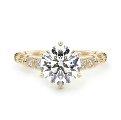 10K Gold 0.67 to 3.17 CT. T.W Round Lab Created Diamond & Moissanite Engagement Ring D Color VVS1-VS1 Clarity 3EX