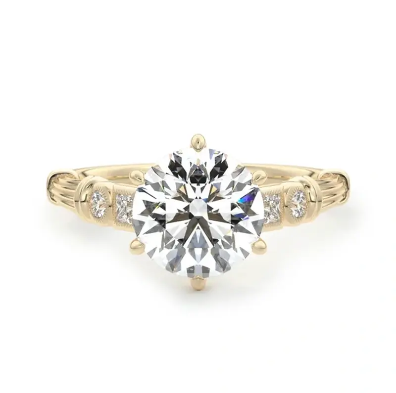 10K Gold 0.67 to 3.17 CT. T.W Round Lab Created Diamond & Moissanite Engagement Ring D Color VVS1-VS1 Clarity 3EX