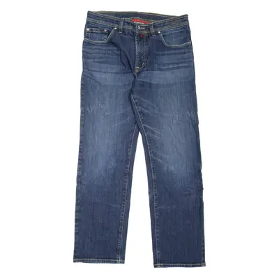 PIERRE CARDIN Deauville Mens Jeans Blue Regular Straight Stone Wash W34 L32