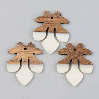Opaque Resin & Walnut Wood Pendants