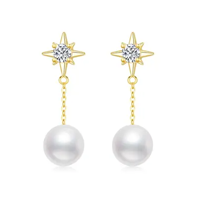14K Gold Opal Star Drop Earrings