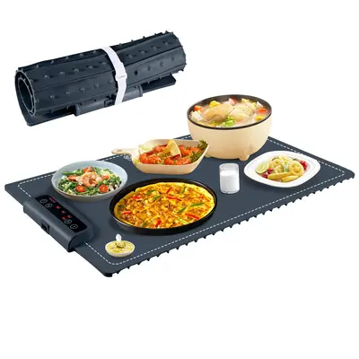 Electric Warming Tray - Portable Food Warmer with Time Modes Locking Function Adjustable Temperature Control Foldable Silicon...