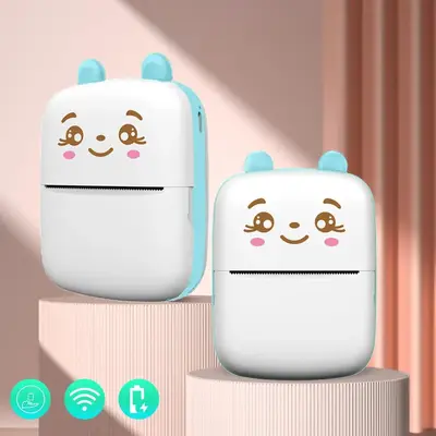 Portable Mini Photo Printer for Summer Gift, 1 Count Cute Design Label Printer, for Study Notes Photos Memo Label Printing, E...