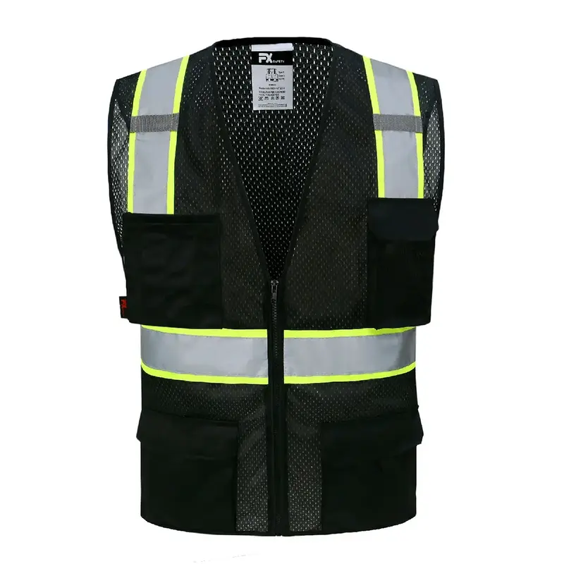 FX Black Safety Vest with 6 Pockets