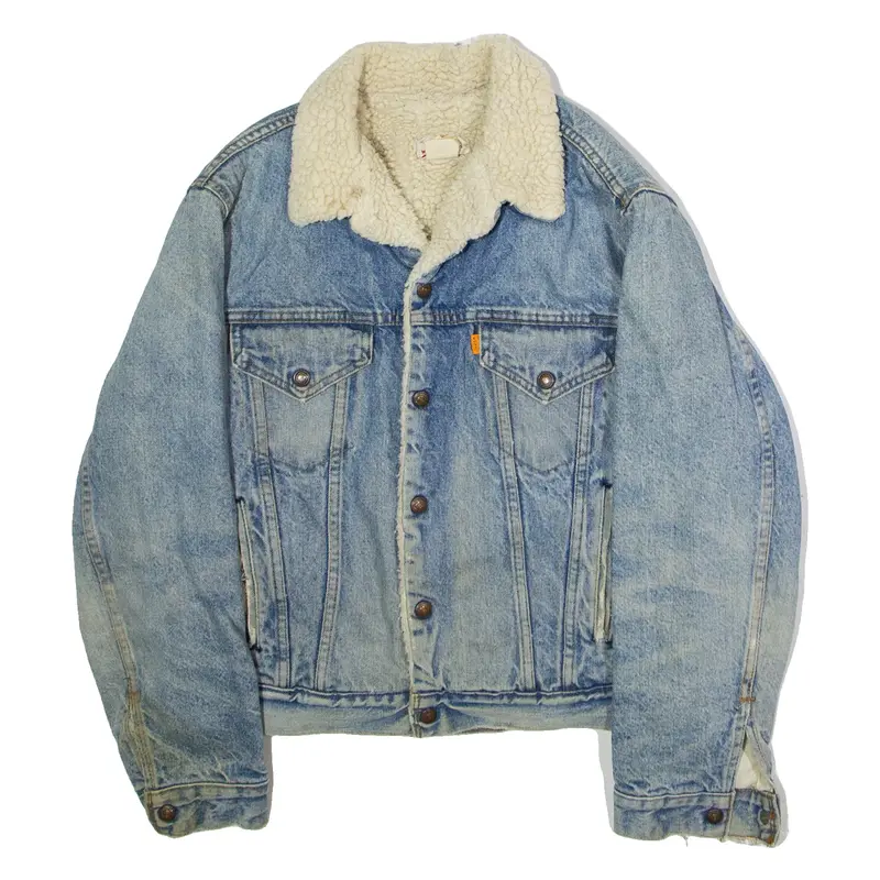 LEVI'S Orange Tab Mens Sherpa Lined Denim Jacket Blue 80s M