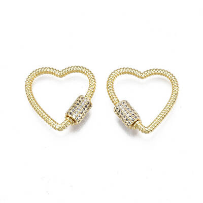 Brass Micro Pave Clear Cubic Zirconia Screw Carabiner Lock Charms