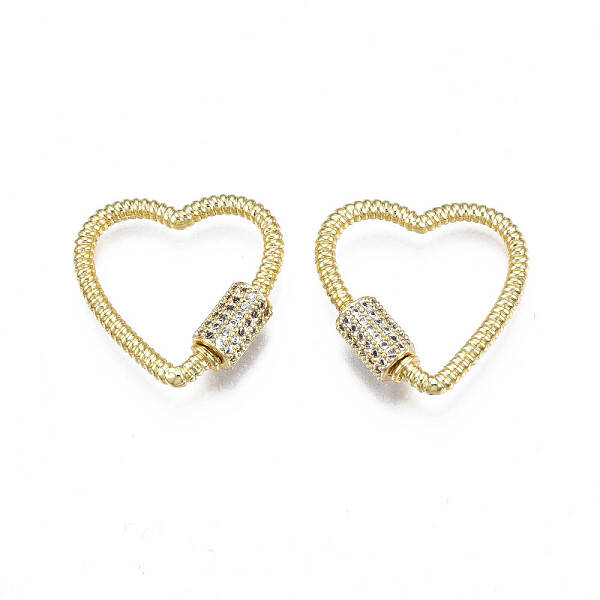 Brass Micro Pave Clear Cubic Zirconia Screw Carabiner Lock Charms