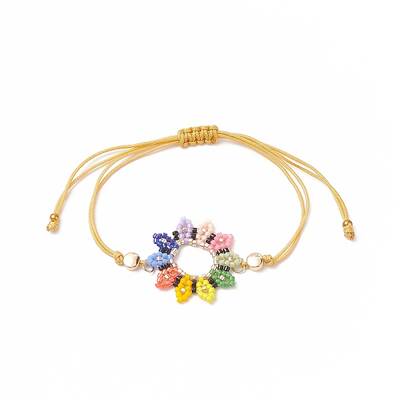 Glass Seed Sunflower Braided Bead Bracelet