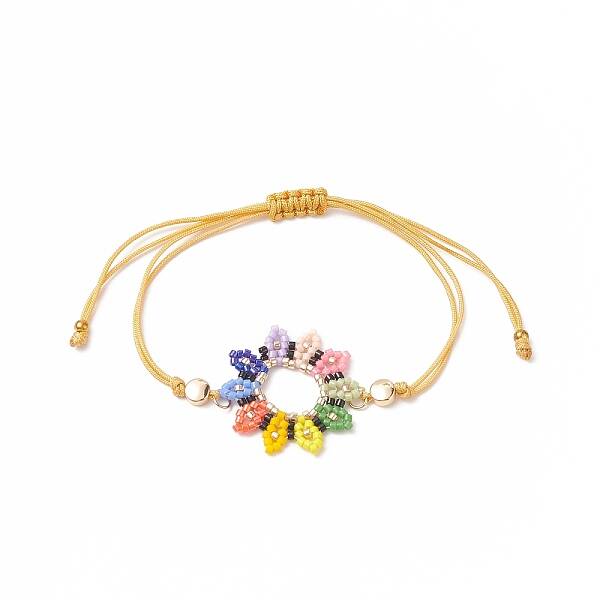 Glass Seed Sunflower Braided Bead Bracelet