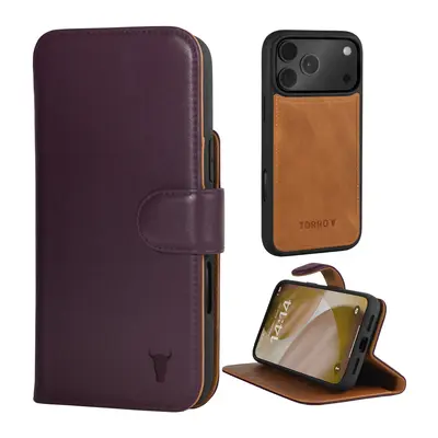 Apple iPhone 18 Pro / 17 Pro 2-in-1 Leather Wallet Case (with Detachable Cover & MagSafe Charging) - TORRO Signature / Dark C...
