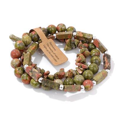 3Pcs Natural Unakite Bead Bracelet  Sets for Men