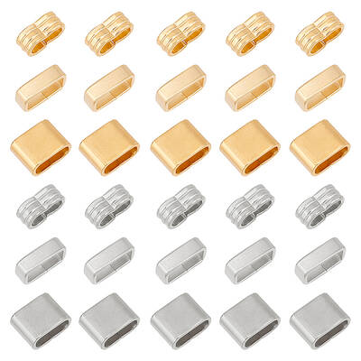36Pcs 6 Style 201 & 304 Stainless Steel Slide Charms