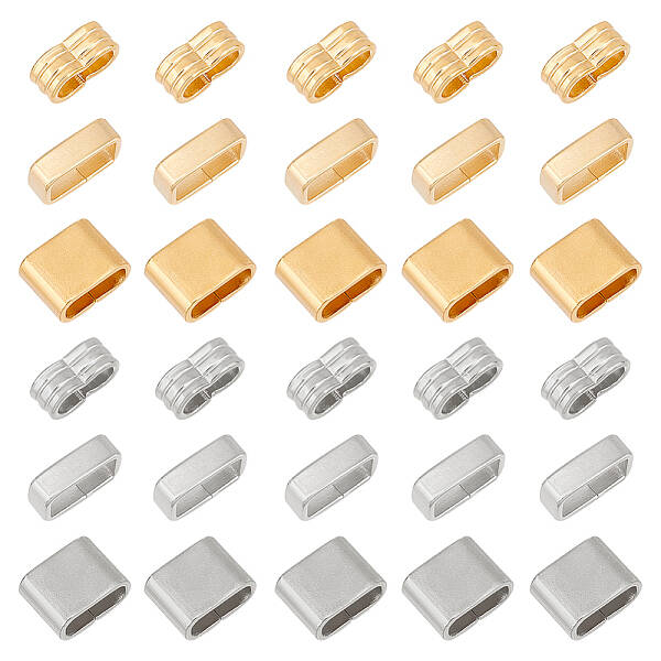 36Pcs 6 Style 201 & 304 Stainless Steel Slide Charms