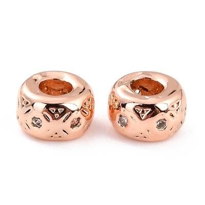 Brass Micro Pave Clear Cubic Zirconia Beads