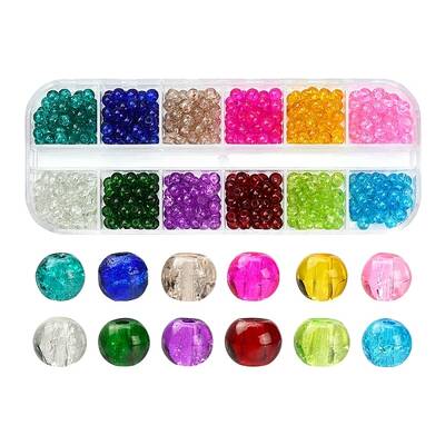540Pcs 12 Colors Spray Painted Crackle Glass Beads Strands