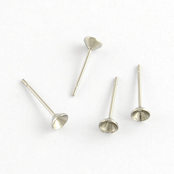 Non-Tarnish 304 Stainless Steel Flat Round Blank Peg Stud Earring Settings