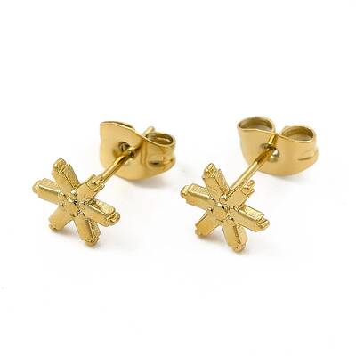 Ion Plating(IP) 304 Stainless Steel Snowflake Stud Earrings for Women