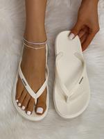 Women's Summer Fashionable Solid Flip Flops, Flipflop, Flat Sandals, Strappy Sandals, White Slippers for Women, Casual Comfor...