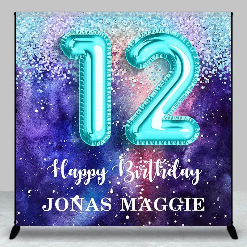 Ribbons Purple Abstract Custom Birthday Backdrop - Aperturee