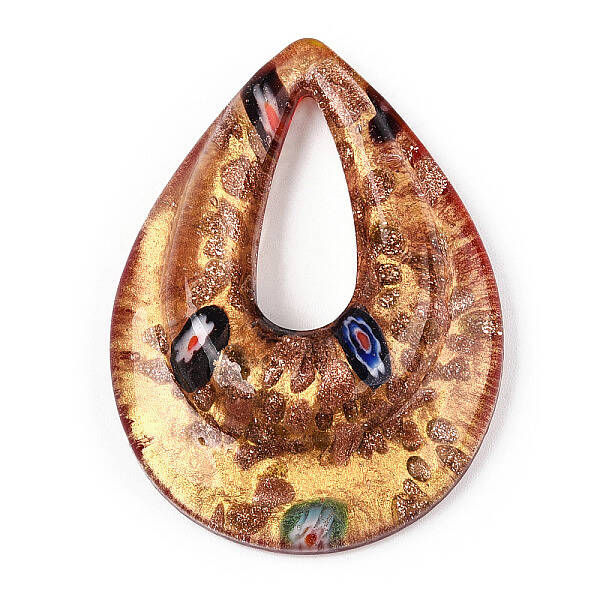 Handmade Gold Sand Lampwork Big Pendants