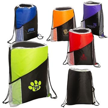 150 Promotional Sprint Angled Drawstring Sports Pack With Pockets ...